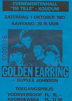 Golden Earring show ticket#836 October 01, 1983 Koudum - Sporthal de Tille